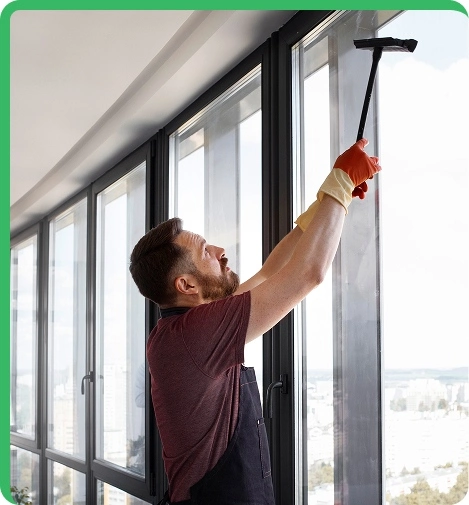 worker using a viper for window cleaning